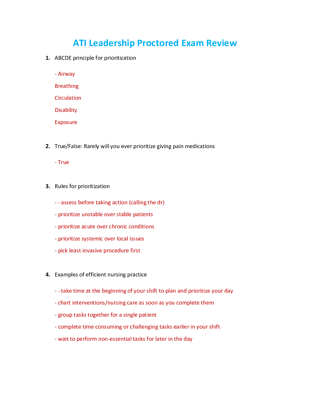 Preview image for ATI Leadership Proctored Exam Review. Latest 2021/2022